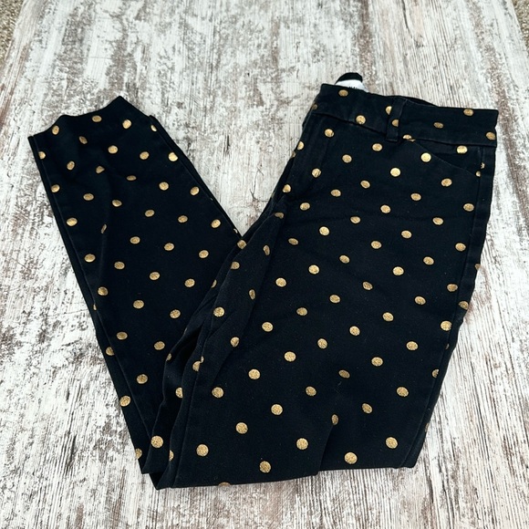 Old Navy Black with Gold Polka Dots Pixie Pants - Picture 2 of 5